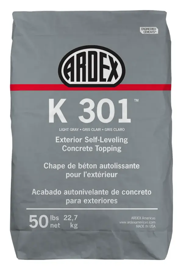 ARDEX K 301 exterior self-leveling concrete topping, 50 lb bag