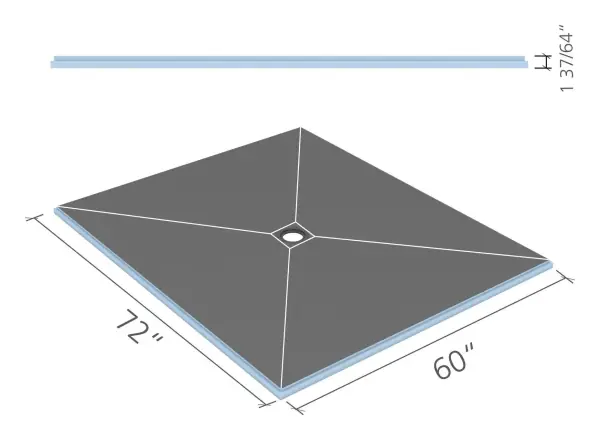 wedi Fundo Primo shower base 60 × 72 in., center drain
