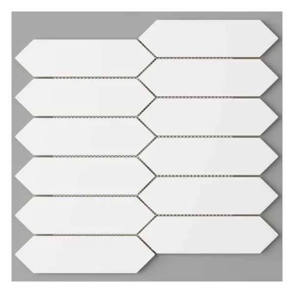 Picket mosaic White glossy porcelain 1.5 × 6 in. sheet
