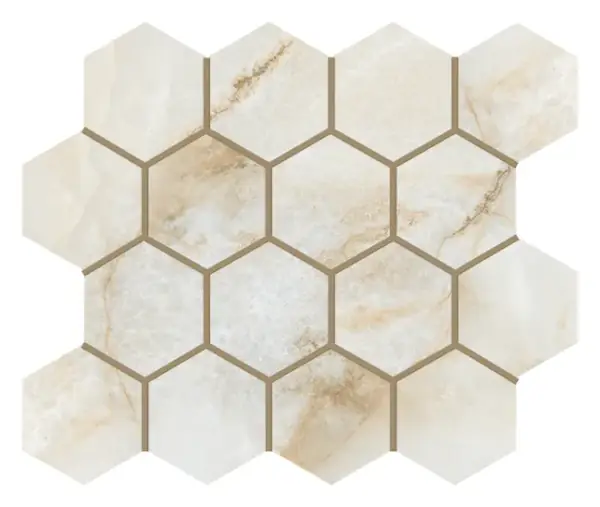 Onice Gold 3 in. hexagon porcelain mosaic sheet
