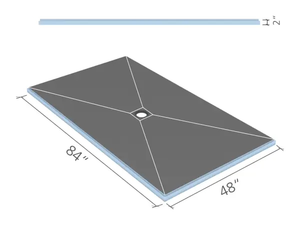 wedi Fundo Primo shower base 48 × 84 in., center drain