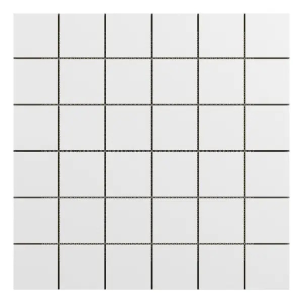 Square mosaic White textured porcelain 2 × 2 in. sheet