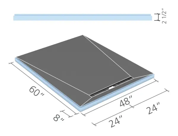 wedi Fundo Riolito Neo shower base 48 × 60 in., linear drain