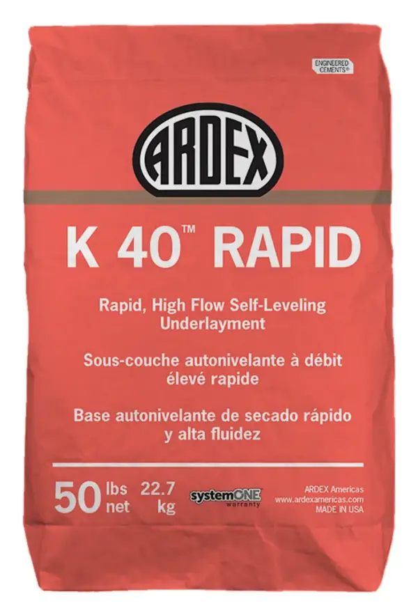 ARDEX K 40 RAPID high-flow self-leveling underlayment, 50 lb bag
