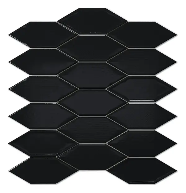 Texture picket mosaic Black glossy sheet