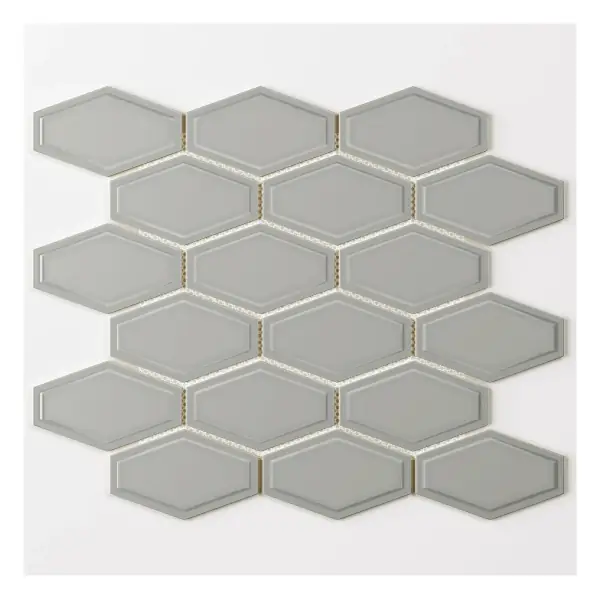 Elongated Hex Mosaic Light Gray sheet (porcelain)