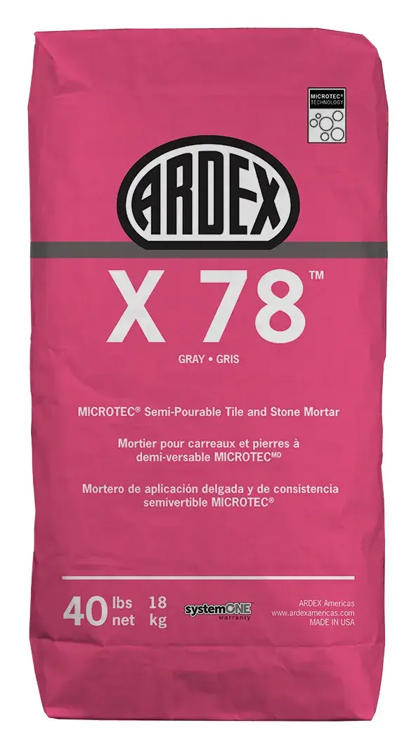 ARDEX X 78 MICROTEC semi-pourable tile and stone mortar, 40 lb bag