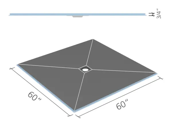 wedi Fundo Ligno shower base 60 × 60 in., center drain