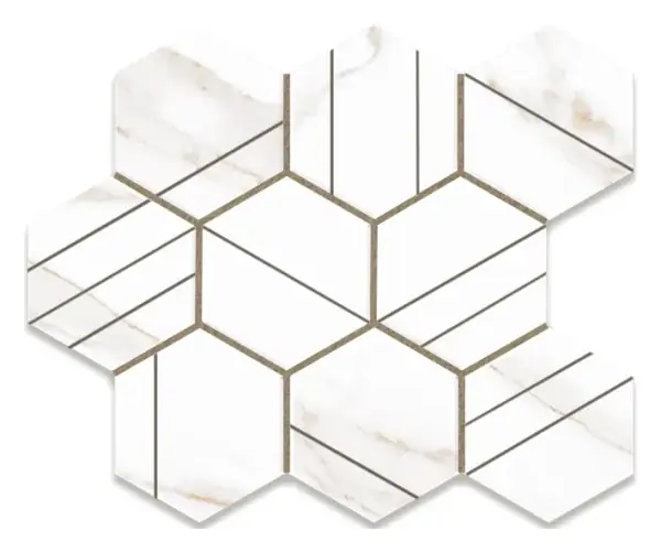 Sherron Oro scored 4 in. hexagon porcelain mosaic