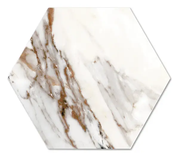 Imagine Calacatta Gold 8 × 9 in. porcelain hexagon tile