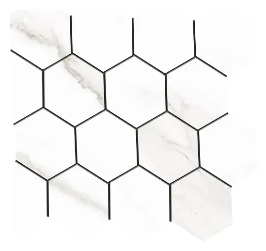 Sherron White matte 3 in. hexagon porcelain mosaic
