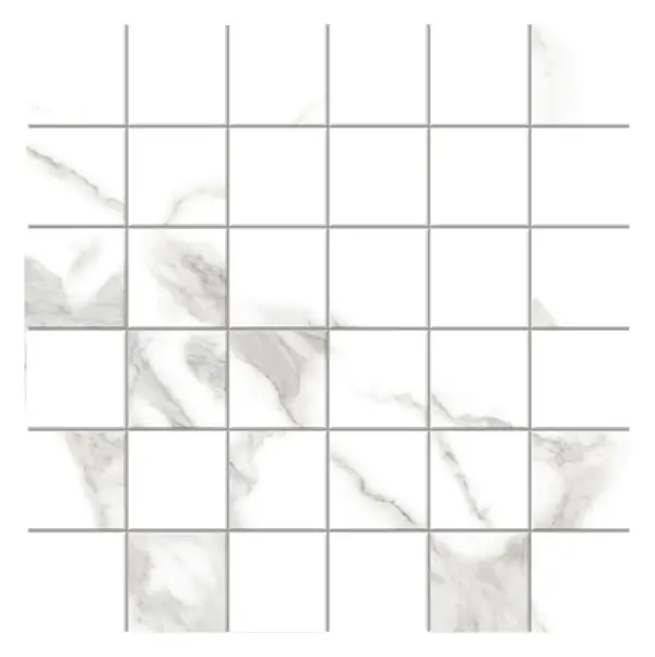 Statuario Venato 2 × 2 in. porcelain mosaic sheet