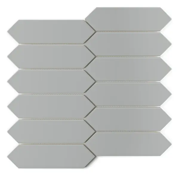 Picket mosaic Light Gray glossy porcelain 1.5 × 6 in. sheet