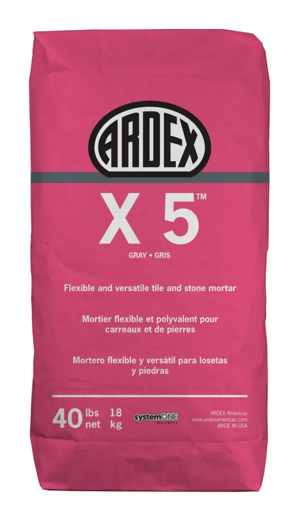 ARDEX X 5 flexible tile and stone mortar, 40 lb bag (gray)