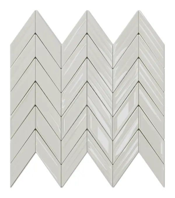 Fletching Albar glossy ceramic chevron mosaic sheet