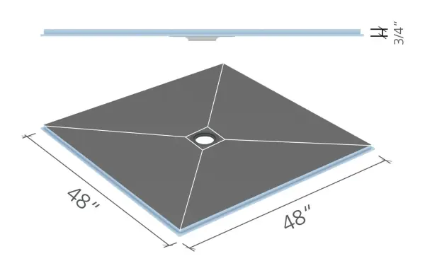 wedi Fundo Ligno shower base 48 × 48 in., center drain