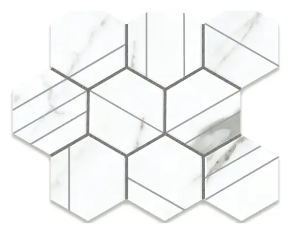 Preeminent II White scored 4 in. hexagon porcelain mosaic
