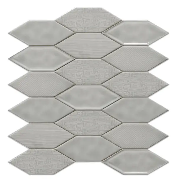 Texture picket mosaic Light Gray glossy sheet