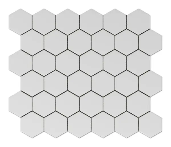 Hex Mosaic White 2 in. textured porcelain hexagon mosaic sheet
