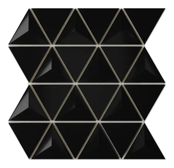 Geometrica Black glossy ceramic 3D pyramid mosaic sheet