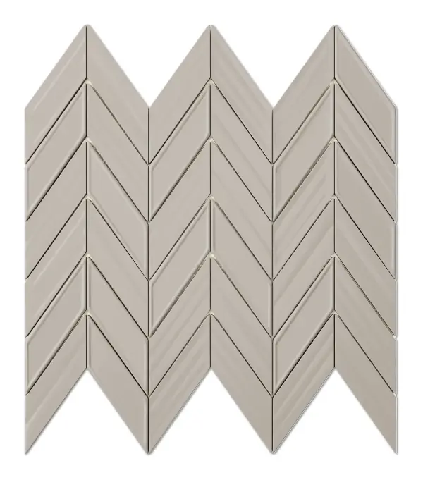 Fletching Taupe glossy ceramic chevron mosaic sheet