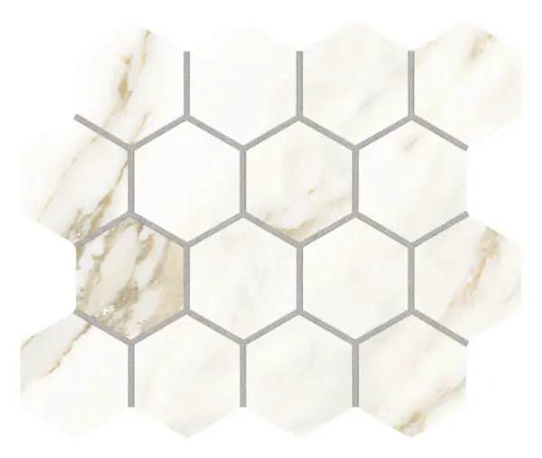 Marbella Oro 3 in. hexagon porcelain mosaic sheet