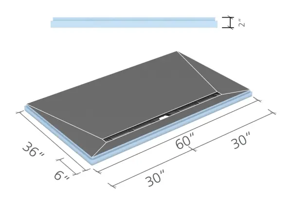 wedi Fundo Riolito Neo shower base 36 × 60 in., linear drain