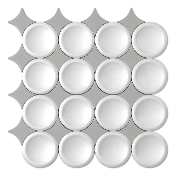 Circular Star Mosaic White & Light Gray sheet (ceramic)