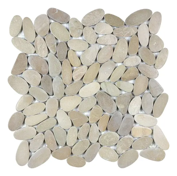 Pebble mosaic Driftwood Tan flat pebble sheet