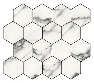 Earth Blanco 3x3 Hexagonal Mosaic sheet (porcelain)