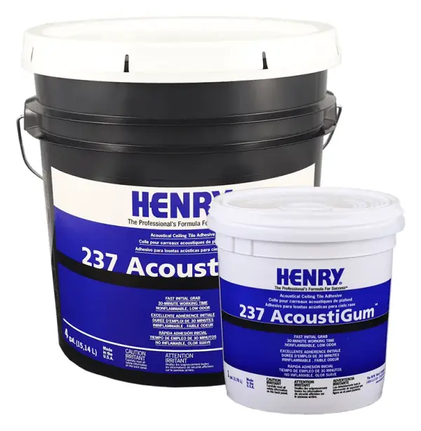 HENRY 237 AcoustiGum acoustical ceiling tile adhesive containers