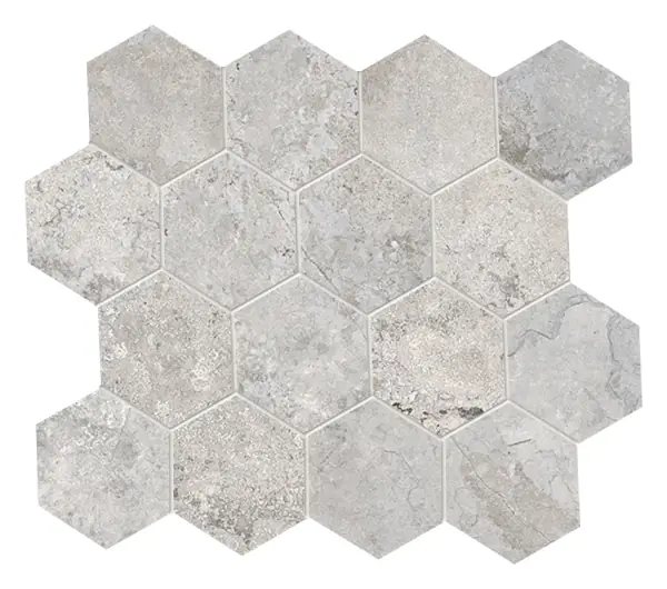 Hekla Thunder 3 in. hexagon porcelain mosaic sheet