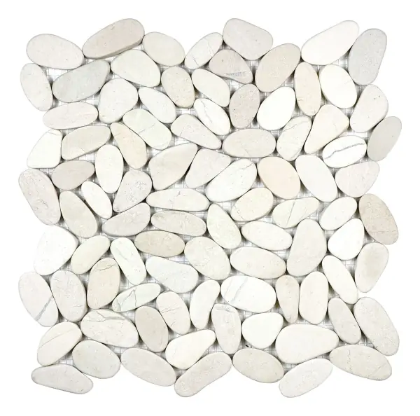 Pebble mosaic Serenity Ivory flat pebble sheet