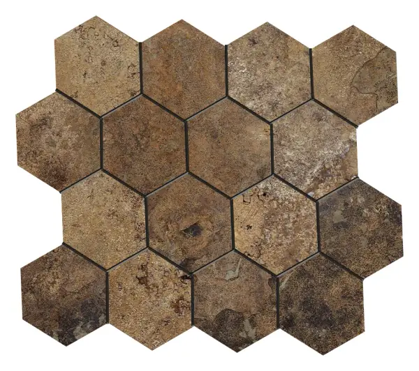 Hekla Magma 3 in. hexagon porcelain mosaic sheet