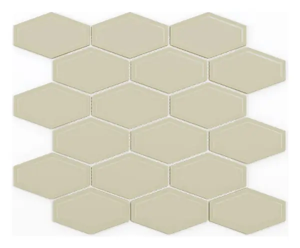 Elongated Hex Mosaic Taupe sheet (porcelain)