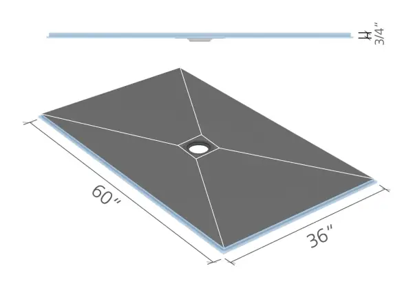 wedi Fundo Ligno shower base 36 × 60 in., center drain