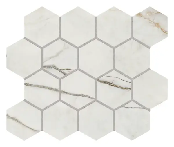 Eleppo Gold Matte 3x3 Hexagonal Mosaic sheet (glazed porcelain)