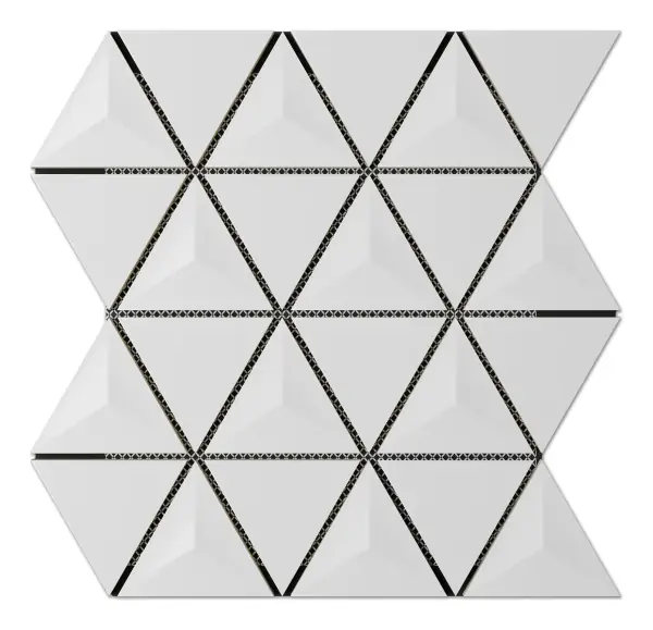 Geometrica White glossy ceramic 3D pyramid mosaic sheet
