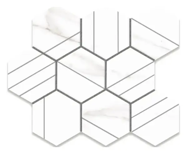 Sherron White scored 4 in. hexagon porcelain mosaic