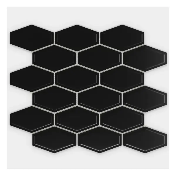 Elongated Hex Mosaic Black sheet (porcelain)