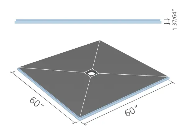 wedi Fundo Primo shower base 60 × 60 in., center drain