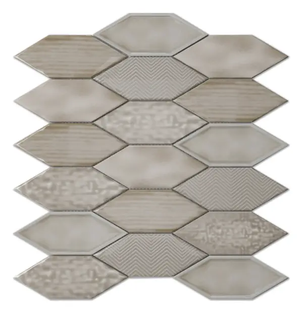 Texture picket mosaic Taupe glossy sheet