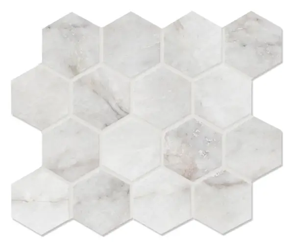 Blanc White Matte 3x3 Hexagonal Mosaic sheet (porcelain)