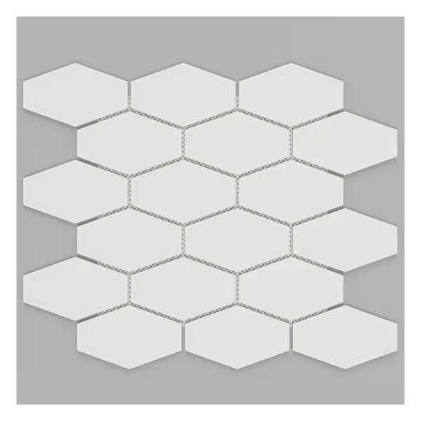 Elongated Hex Mosaic White sheet (porcelain)