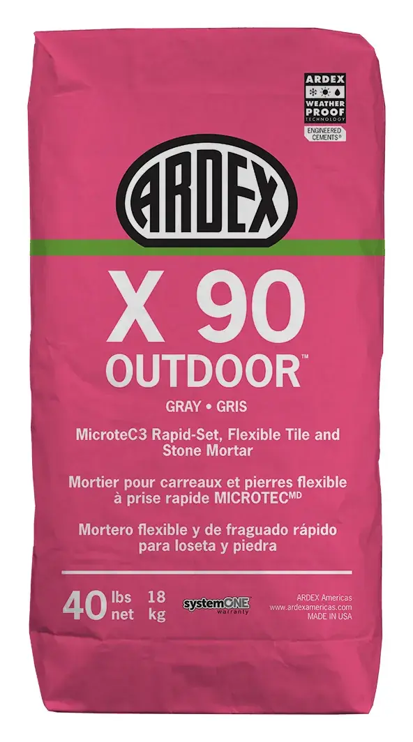 ARDEX X 90 OUTDOOR rapid-set flexible tile and stone mortar, 40 lb bag