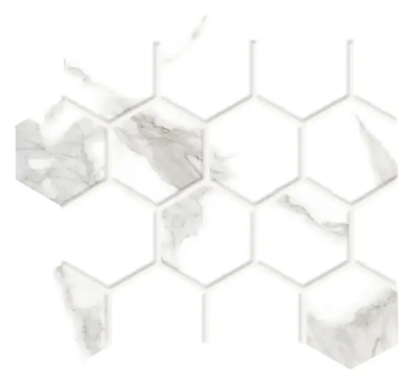Statuario Venato 3 in. hexagon porcelain mosaic