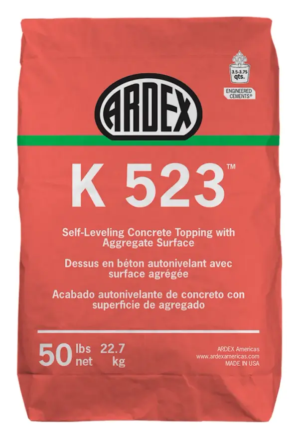 ARDEX K 523 self-leveling concrete topping with aggregate surface, 50 lb bag