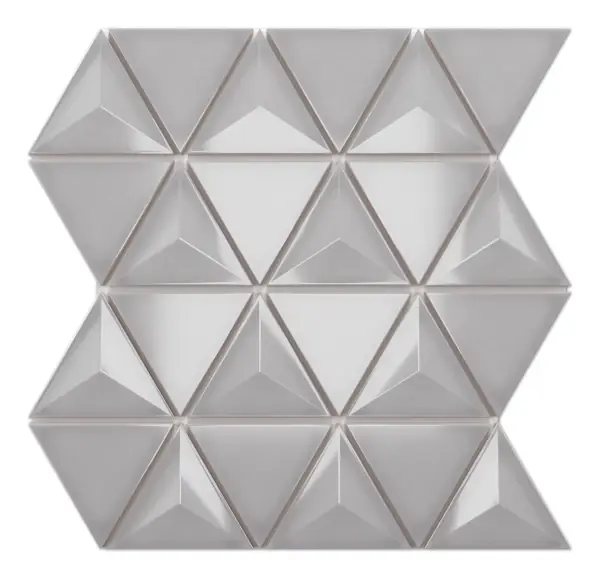 Geometrica Light Gray glossy ceramic 3D pyramid mosaic sheet